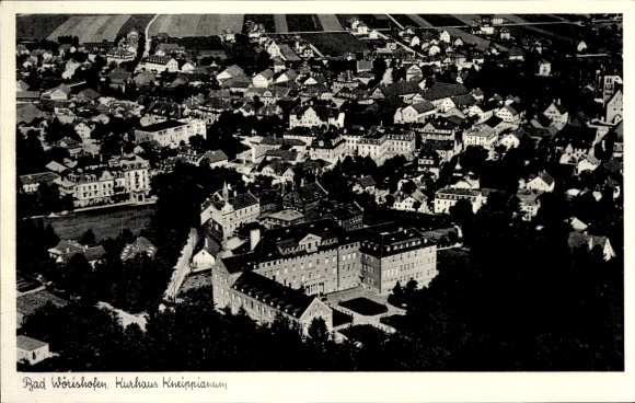 Postcard Bad Wörishofen in Unterallgäu, Kurhaus Kneippianum, aerial photograph