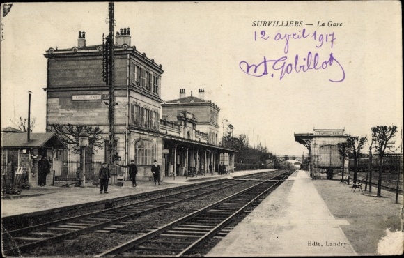 Postcard Survilliers Val d&#39;Oise, The Train Station