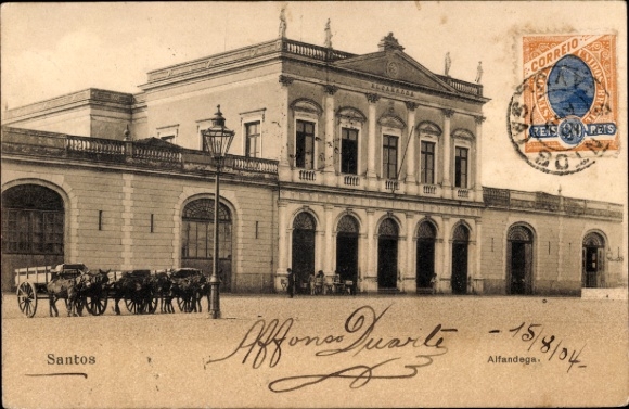 Ansichtkaart Santos Brazilië, treinstation