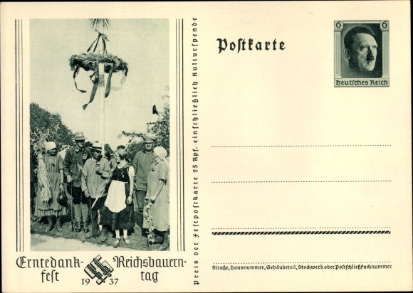 Briefkaart ansichtkaart Thanksgiving Day, Reichsbauerntag 1937, Maibaum