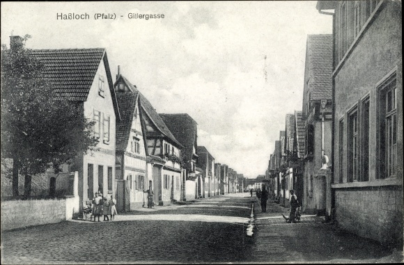 Ak Hassloch in de Saar-Palts, Gillergasse