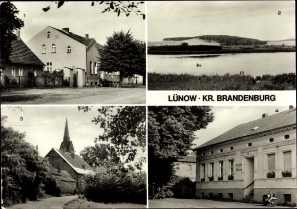 Postcard Lünow Roskow in Brandenburg, Dorfstrasse, Am Beetzsee, Gaststätte Zur Linde
