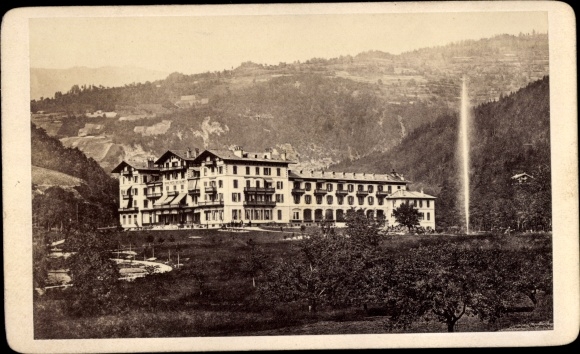 CDV Bern City Switzerland, hotel, water fountain, 1873