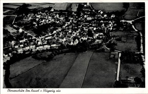Postcard Obervorschütz Gudensberg in Hesse, aerial photograph