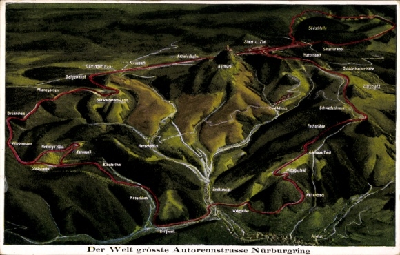 Maps Postcard Nürburg in the Eifel, The Nürburgring, Auto Racing Track