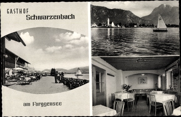 Postcard Rieden am Forggensee Allgäu, Gasthof Schwarzenbach am Forggensee