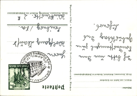 Postal stationery Postcard Klein, One People, One Reich, One Führer, Anschluss of Austria 1938, Greater Germany