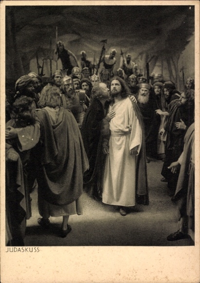 PC Passion Play Oberammergau 1930, No. 44, Judas Kiss