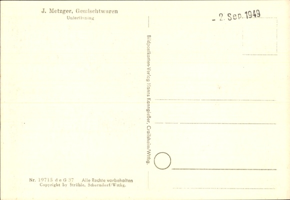 Postcard Untertinning, aerial photograph