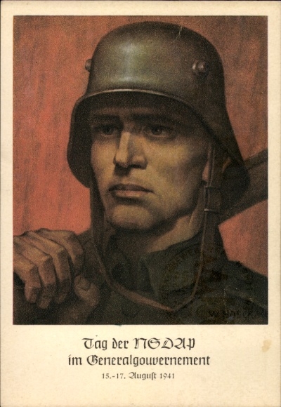 Artist Postcard Hoeck, W., Krakow, Day of the NSDAP in the General Government 1941, Wehrmacht soldier