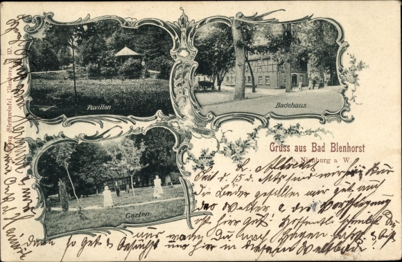 Postcard Bad Blenhorst Balge in Lower Saxony, bathhouse, pavilion, garden