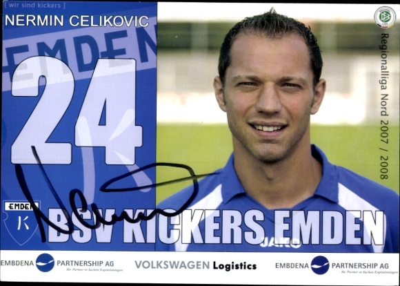 Autogrammkarte Fußballer Nermin Celikovic, BSV Kickers Emden, Autogramm