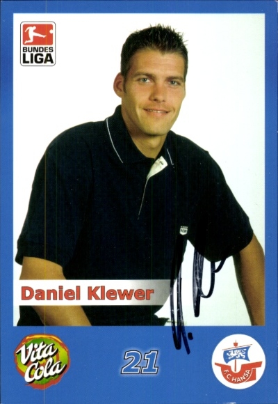 Autograph card footballer Daniel Klewer, FC Hansa Rostock, autograph