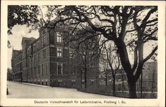 Postcard Freiberg in the district of Central Saxony, German research institute for the leather industry