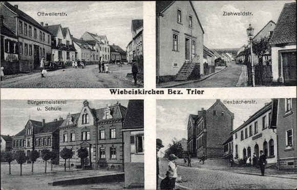 Postcard Wiebelskirchen Neunkirchen im Saarland, Ottweilerstraße, Ziehwaldstraße, mayor&#39;s office, school