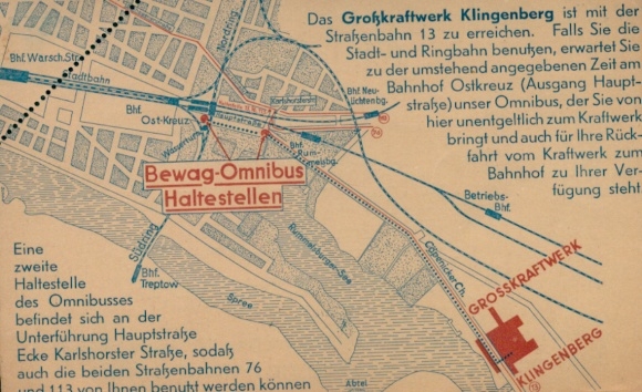 KP z planem miasta Berlin Rummelsburg, zaproszenie, wycieczka po dużej elektrowni, Bewag