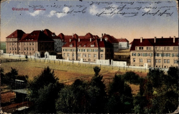 Postcard Glauchau in Saxony, barracks