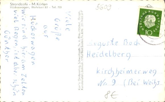 Postcard Hückeswagen in the Oberbergischer Kreis, beach café, view from the water