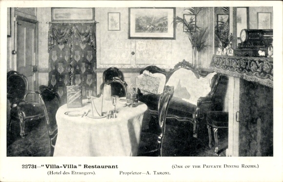 Postcard Great Britain? Villa Villa Restaurant, Hotel des Etrangers, owner A. Taroni, private dining room