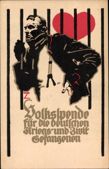 Künstler Ak Hohlwein, Ludwig, Volksspende für die deutschen Kriegs- und Zivil-Gefangenen 1916