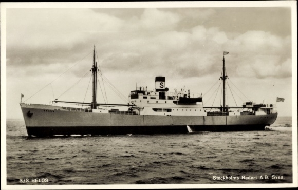 Ak vrachtschip SS Belos, Stockholms Rederi Ab Svea