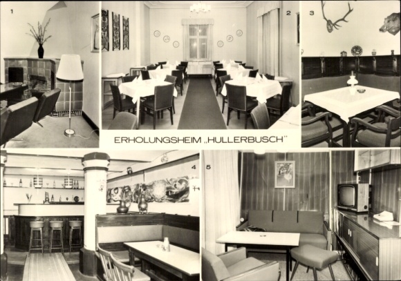 Ak Carwitz in Mecklenburg, recreatiecentrum Hullerbusch, kamer met open haard, eetkamer, jachtkamer, bar, A