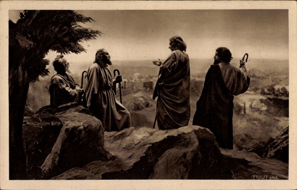 Postcard Passion Play Oberammergau 1922, going to Jerusalem