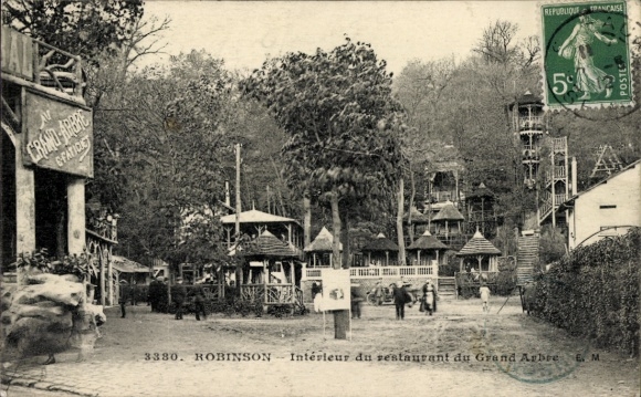 Postcard Robinson Hauts de Seine, Interior of the restaurant of Grand Arbre