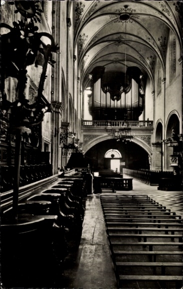 Postcard Prüm in the Eifel, interior of the Salvator Basilica
