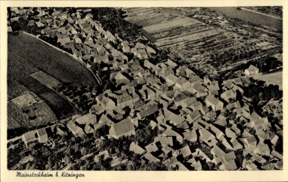 Postcard Mainstockheim in Lower Franconia Bavaria, aerial photograph
