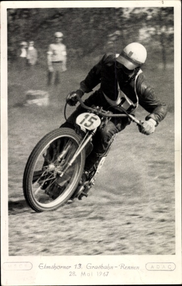 foto Ak Elmshorn in Holstein, Elmshorner 13, grasbaanrace 1967, motorfiets, startnummer 15