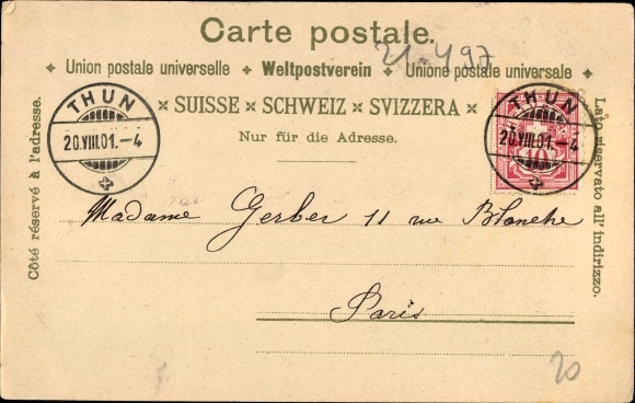 Chromo-Litho Thun Canton of Bern Switzerland, view of the place, landing stage, barracks