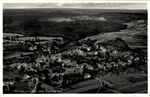 Postcard Adelmannsfelden in Württemberg, aerial photograph