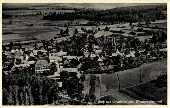 Ak Unterleiterbach Zapfendorf in Oberfranken, Fliegeraufnahme, dörfliche Landschaft, klassische A