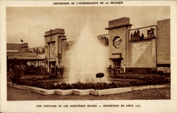 Postcard Liège Liège Wallonia, World Exhibition 1930, Fontaine, Belgian Ministries