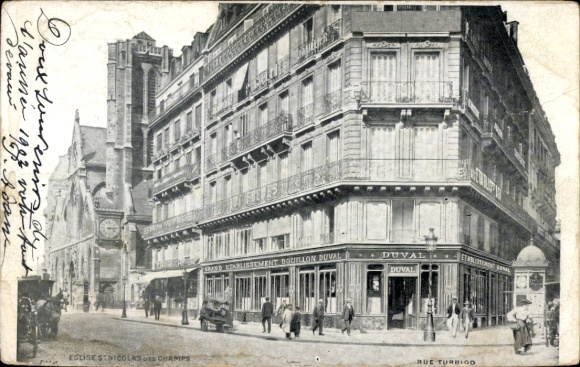 Postkaart Paris III, Kerk van St. Nicolas des Champs, Etablissement Duval