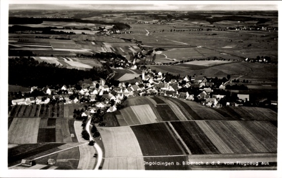 Postcard Ingoldingen in Württemberg, aerial photograph