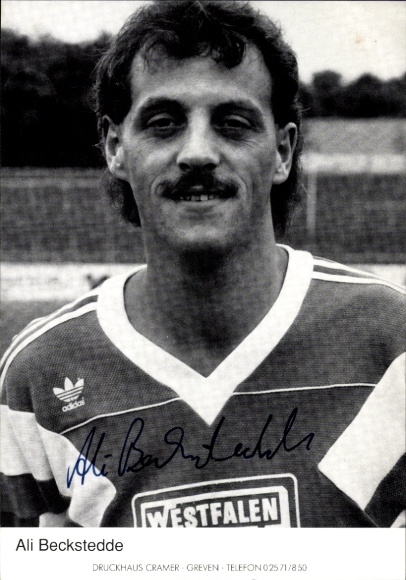 Autogrammkarte Fußballer Ali Beckstedde, Preußen Münster, Autogramm