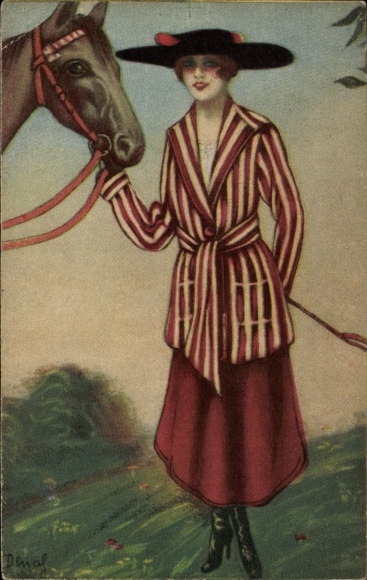 Artysta KP Elegancka kobieta z koniem, portret