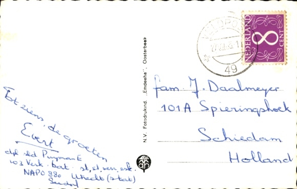 Postcard Zeven in Lower Saxony, partial view, Bach Mehde