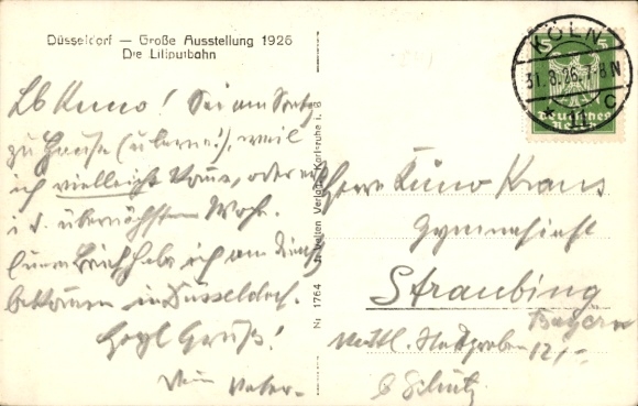 Ansichtkaart Düsseldorf, grote tentoonstelling GeSoLei 1926, Liliputbahn