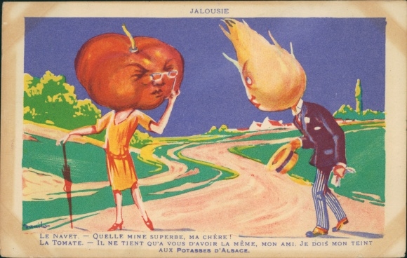 Artist Postcard Humanized Tomato and Onion