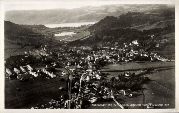 Postcard Immenstadt im Allgäu Swabia, aerial photograph, Alpine lakes