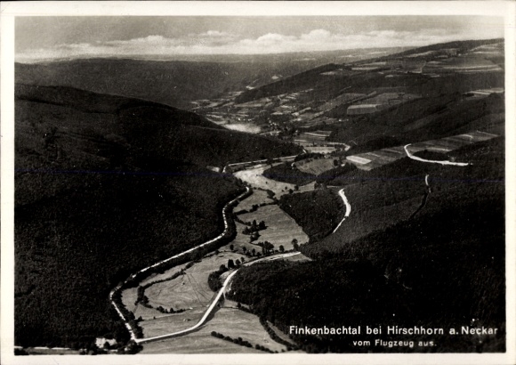 Ak Hirschhorn am Neckar Hessen, Finkenbachtal, Fliegeraufnahme