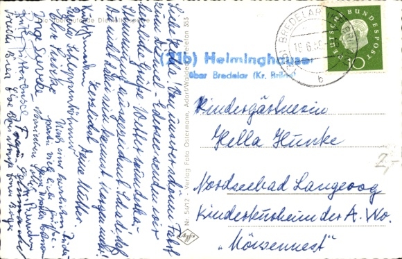 Ak Landpoststempel (21b) Helminghausen über Bredelar (Kr. Brilon)