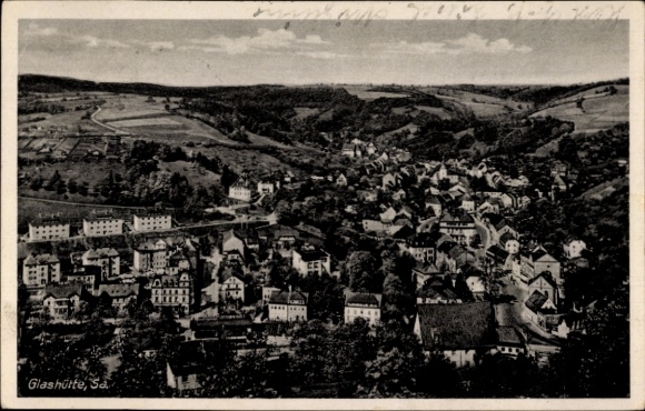 Postcard Glashütte in Saxony, landscape with residential buildings, from Saxony