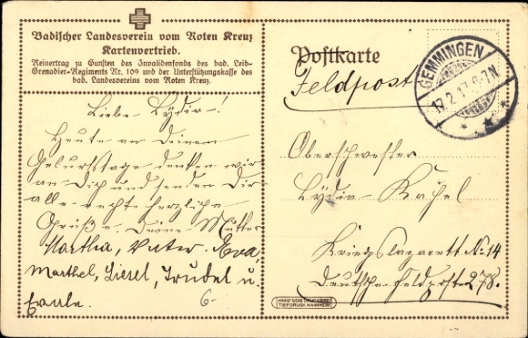 PC Grand Duke Friedrich II of Baden, Life Grenadiers, Trench, Red Cross, World War I