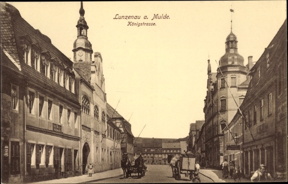 Postcard Lunzenau in Saxony, Koenigstrasse