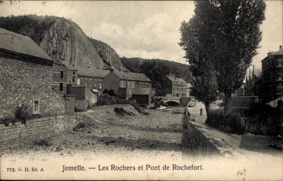 Ak Jemelle Wallonien Namur,  Les Rochers, Pont de Rochefort, Flusslandschaft