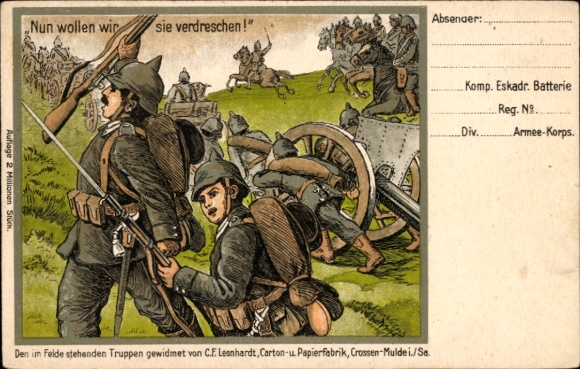 Ak Nun wollen wir sie verdreschen, Schlacht, Propaganda, I. WK